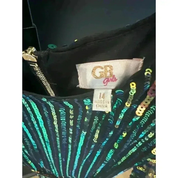 GB Girls Multicolor Rainbow Stripe Sequin Midi Dress - Picture 6 of 10